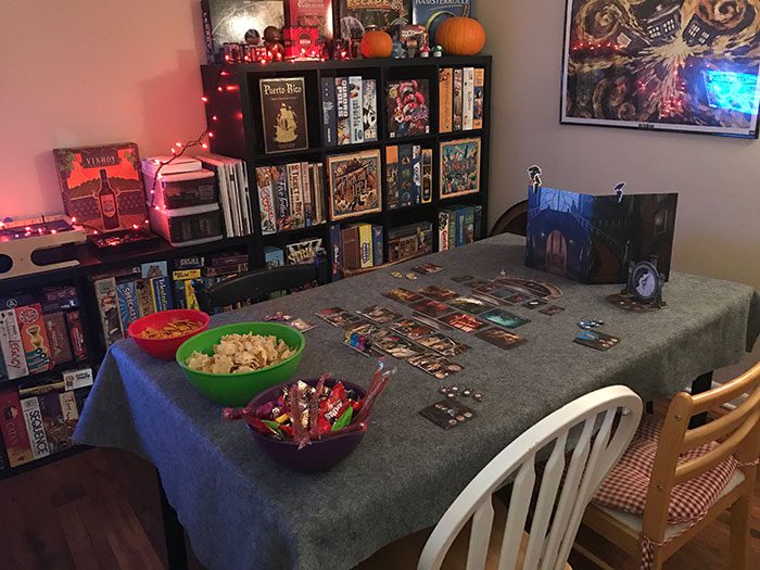 Spooky game night set up