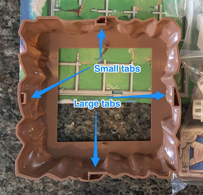 Different sized tabs during assembly