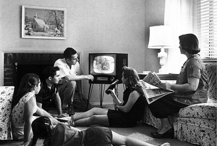 Family watching television