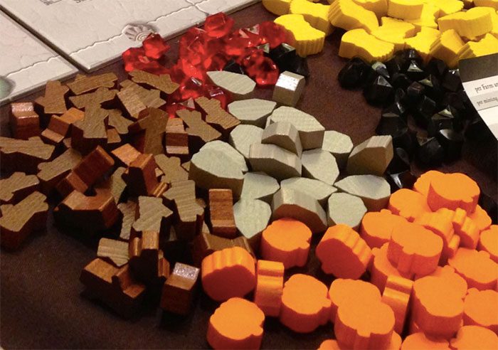 Wooden board game components