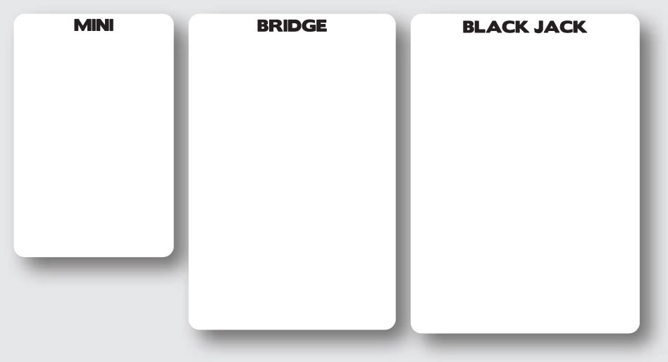 Mini, Bridge, and Blackjack cards