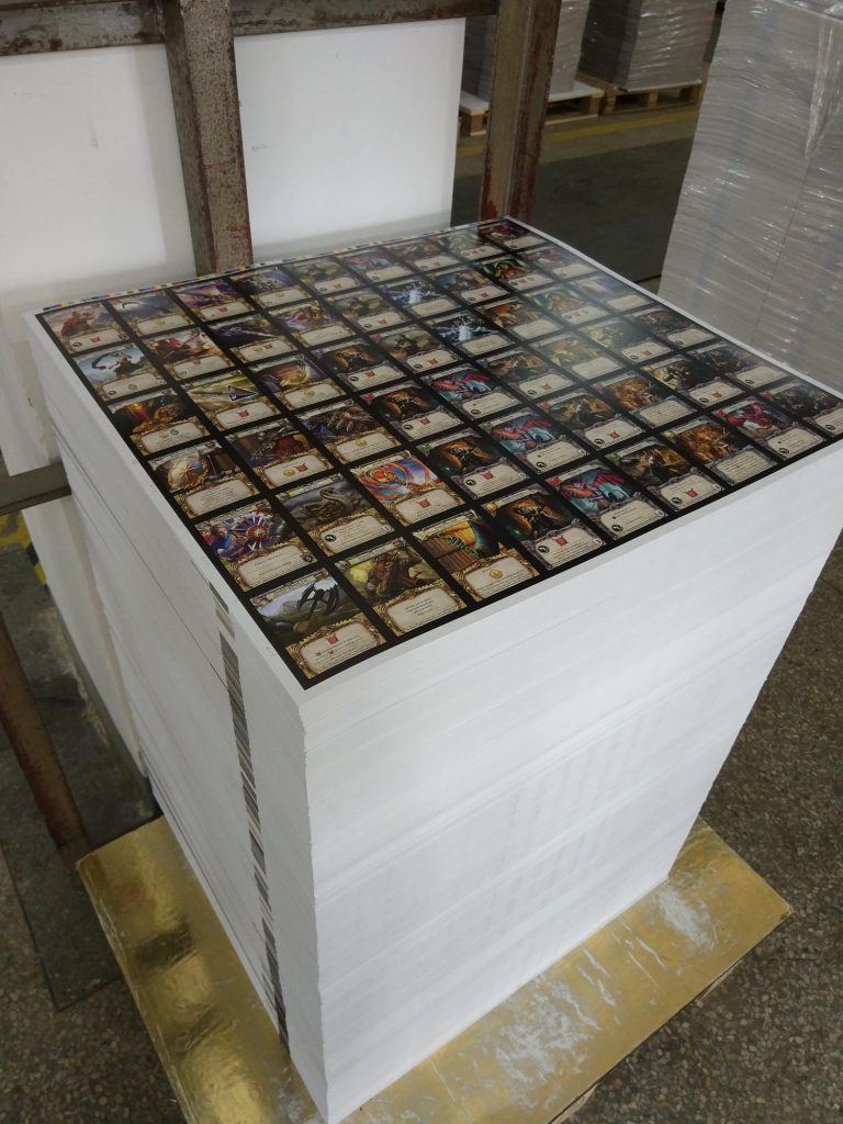 Stacks of uncut cards