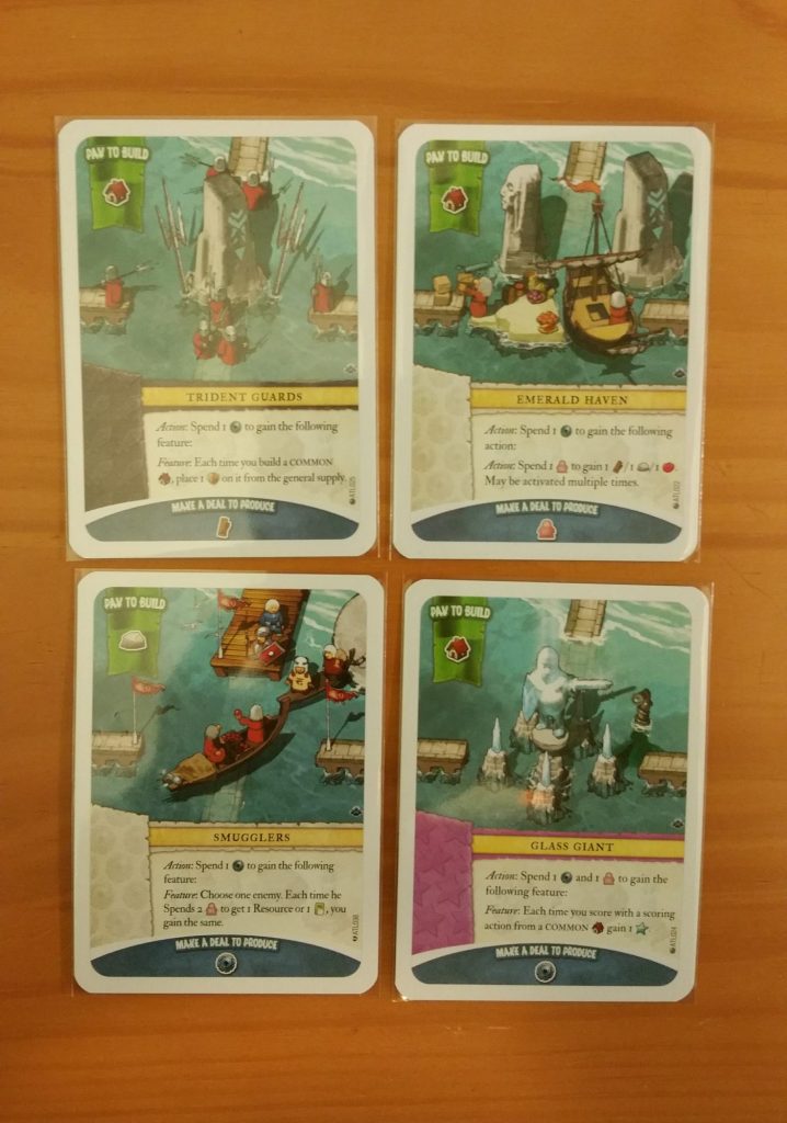 several cards with "locked" abilities