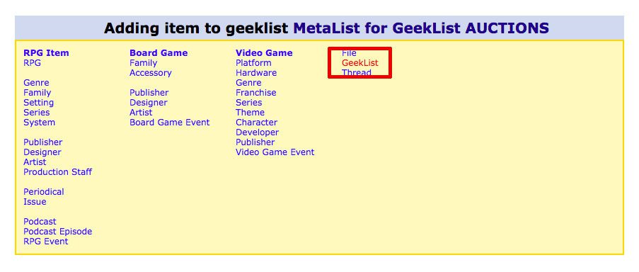Adding geek list to metalist