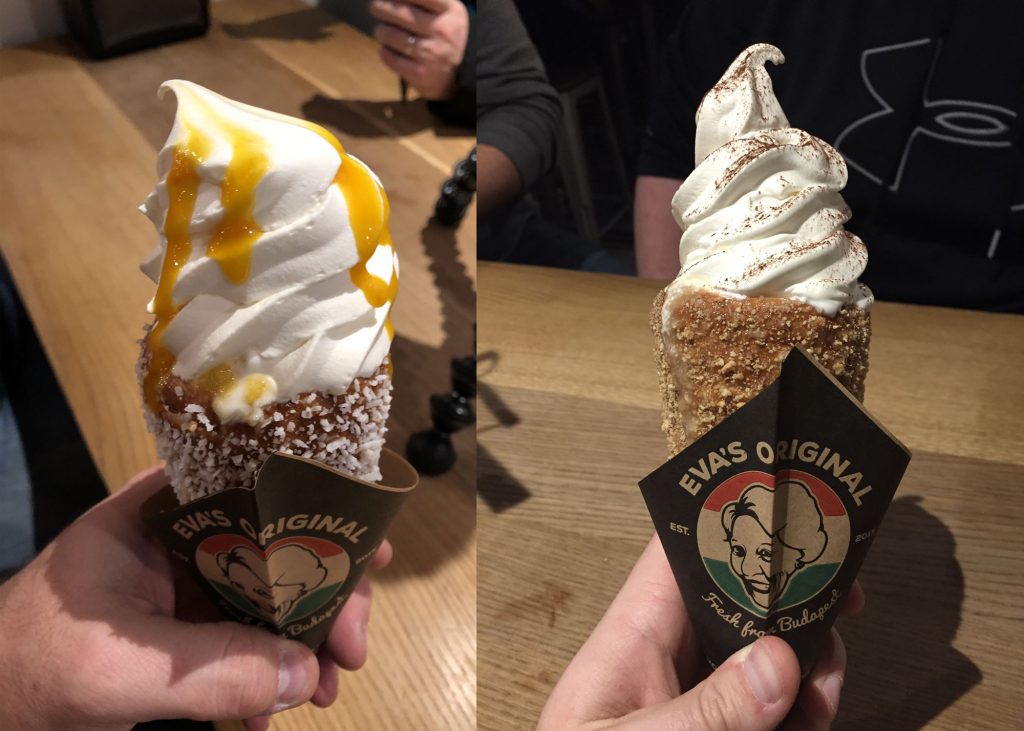 Two kinds of doughnut cones.