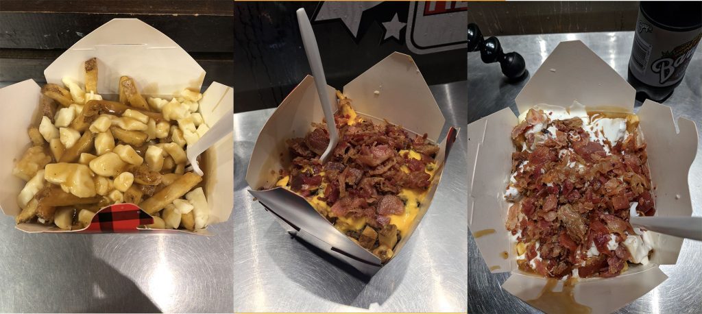 3 different kinds of poutine from Smokes Poutinerie