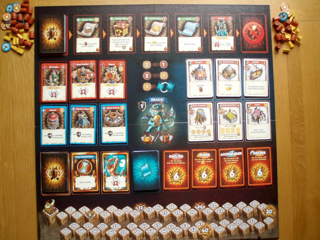 The central board with its plethora of cards.