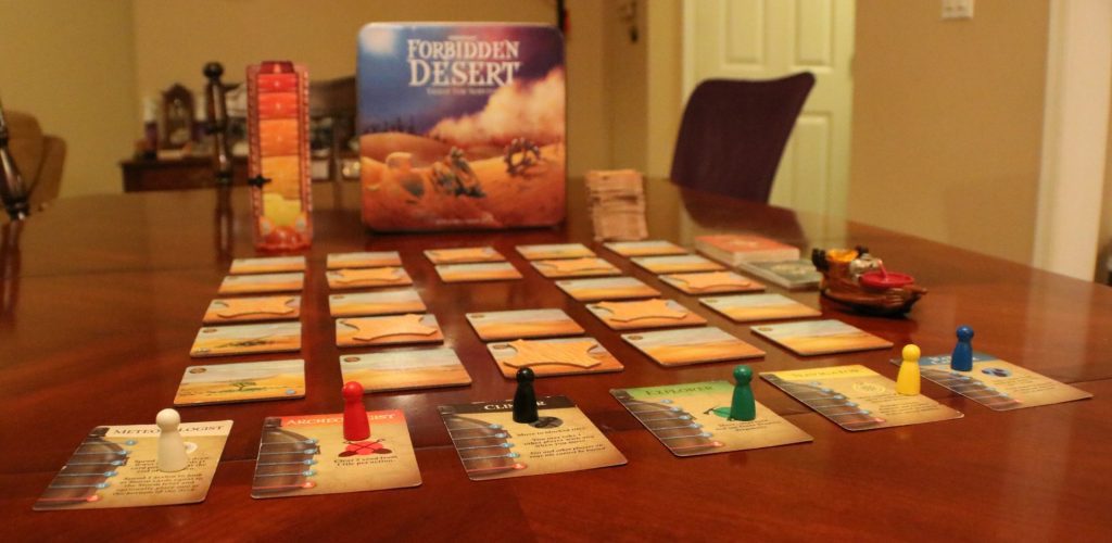 A picture of all of the Forbidden Desert components.