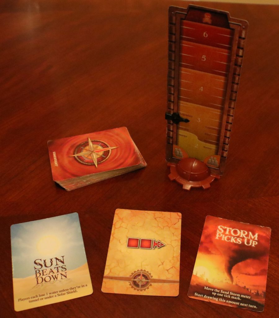 A picture displaying the different type of storm cards beside the storm counter.