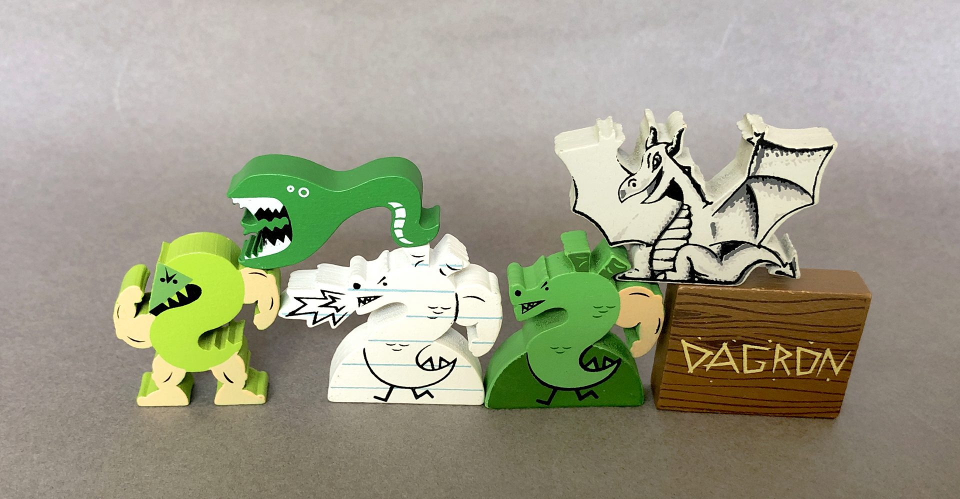 A Variety of Trogdor Meeples