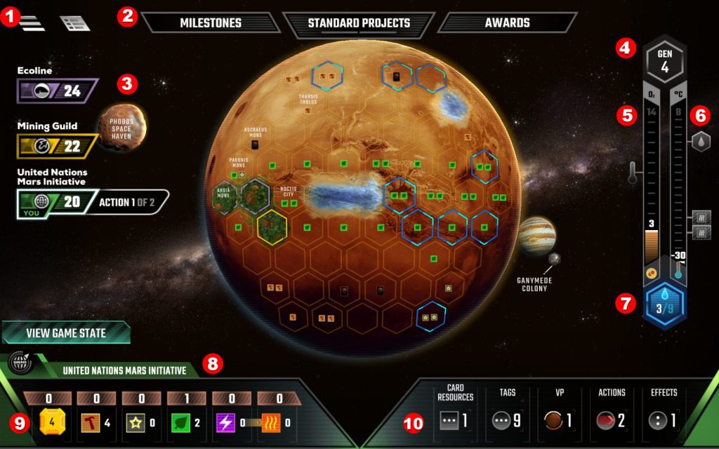 Terraforming Mars Digital Board Overview
