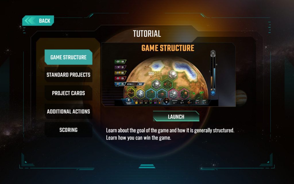 The introductory Tutorial screen 