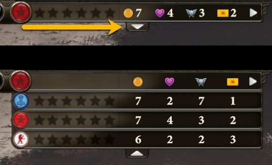 Clicking the down arrow (indicated) will expose the same stats for each of your opponents.