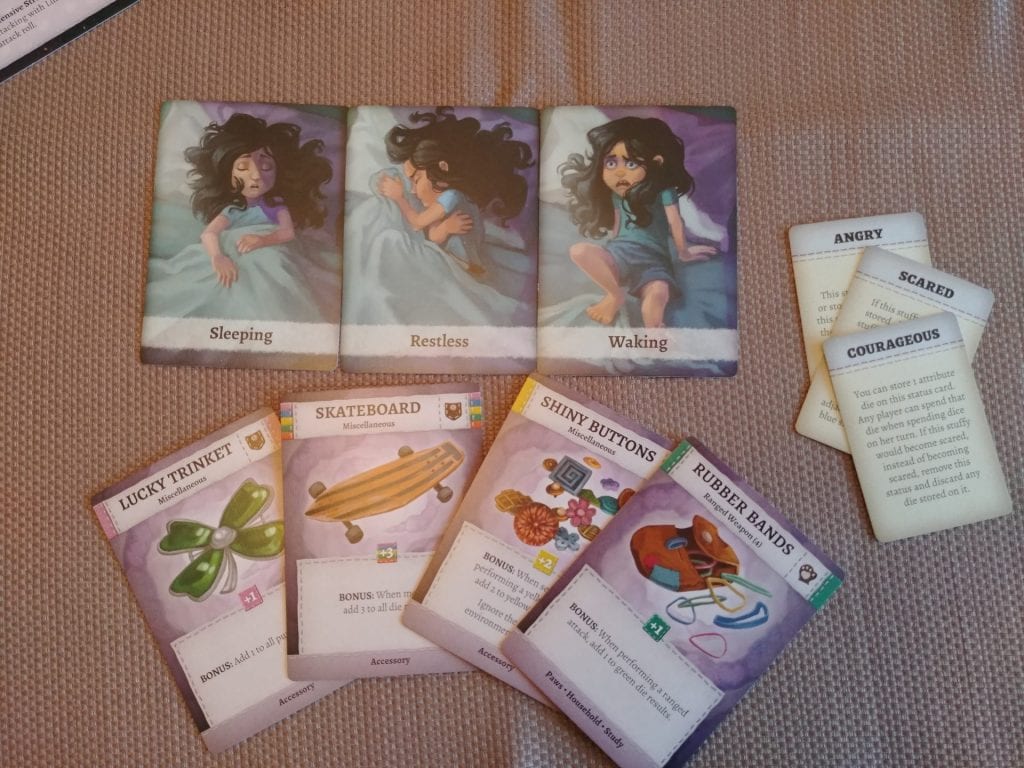 Sleep Deck and Item cards from Stuffed Fables