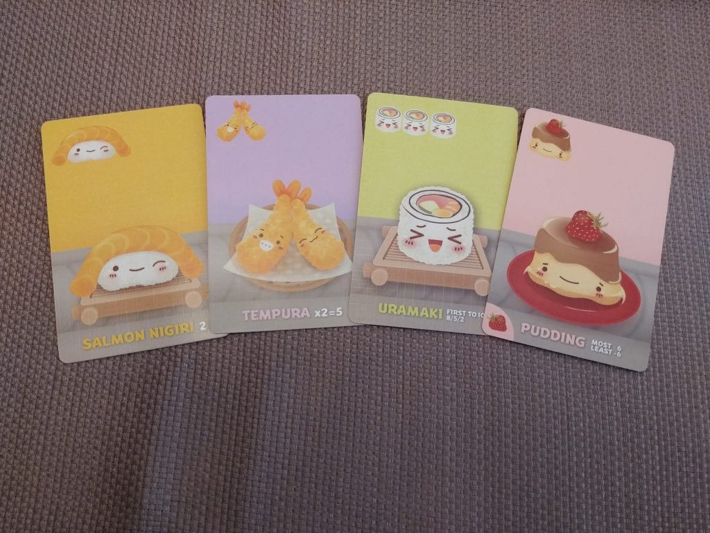 Some example cards from Sushi-Go Party