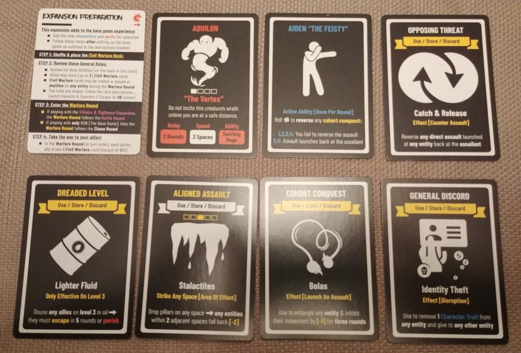 Examples of Civil Warfare cards