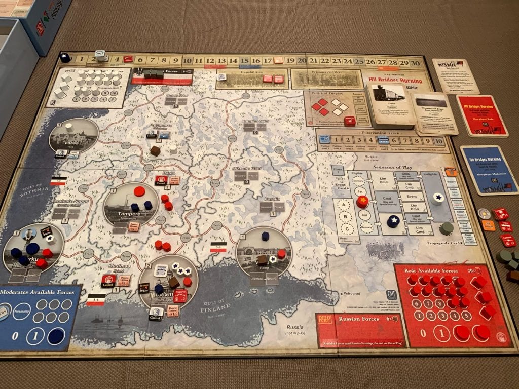Full Look at the All Bridges Burning Board Set Up for Play