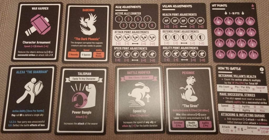 Examples of Villains and Vigilance cards