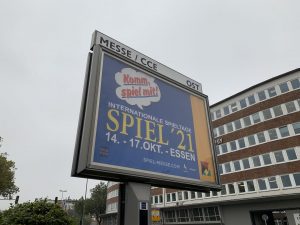 The billboard outside Essen Messe advertising Spiel 2021