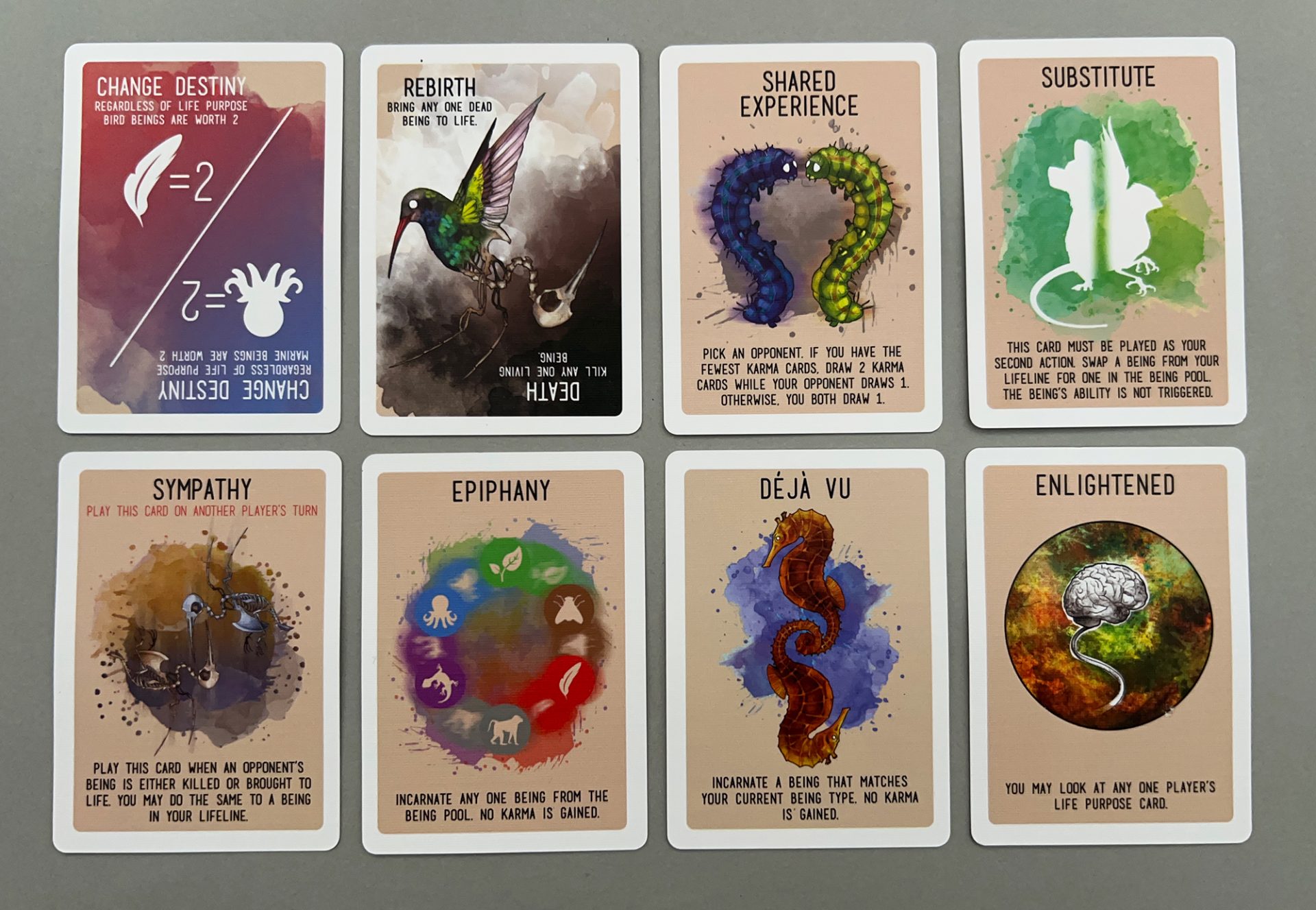 Examples of Karma cards.