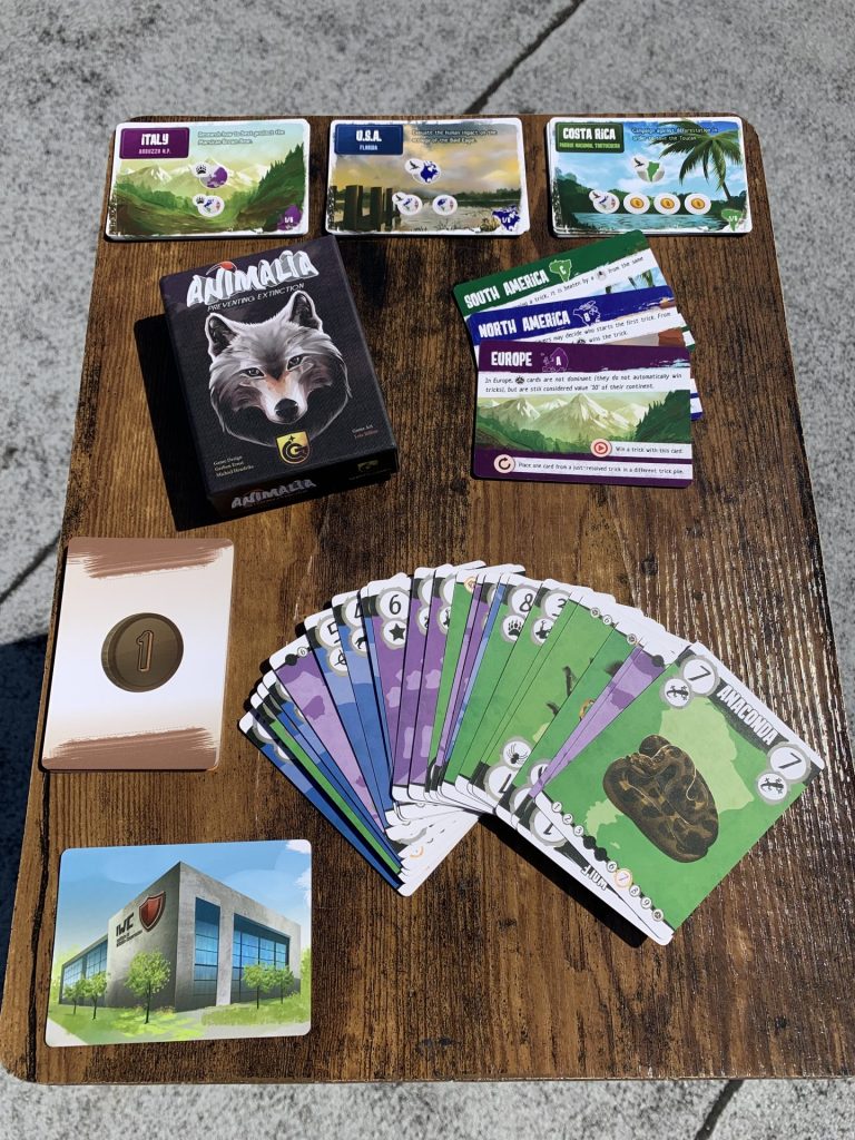 The cards and box for Animalia: Preventing Extinction