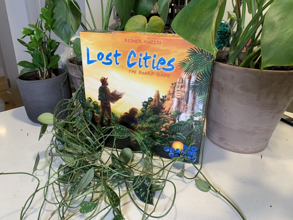 Lost Cities: The Board Game in potted plants.