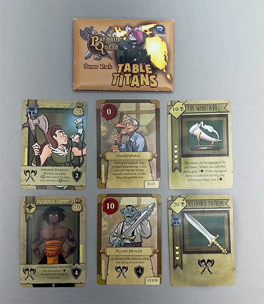 Examples of cards from the Table Titans Bonus Pack