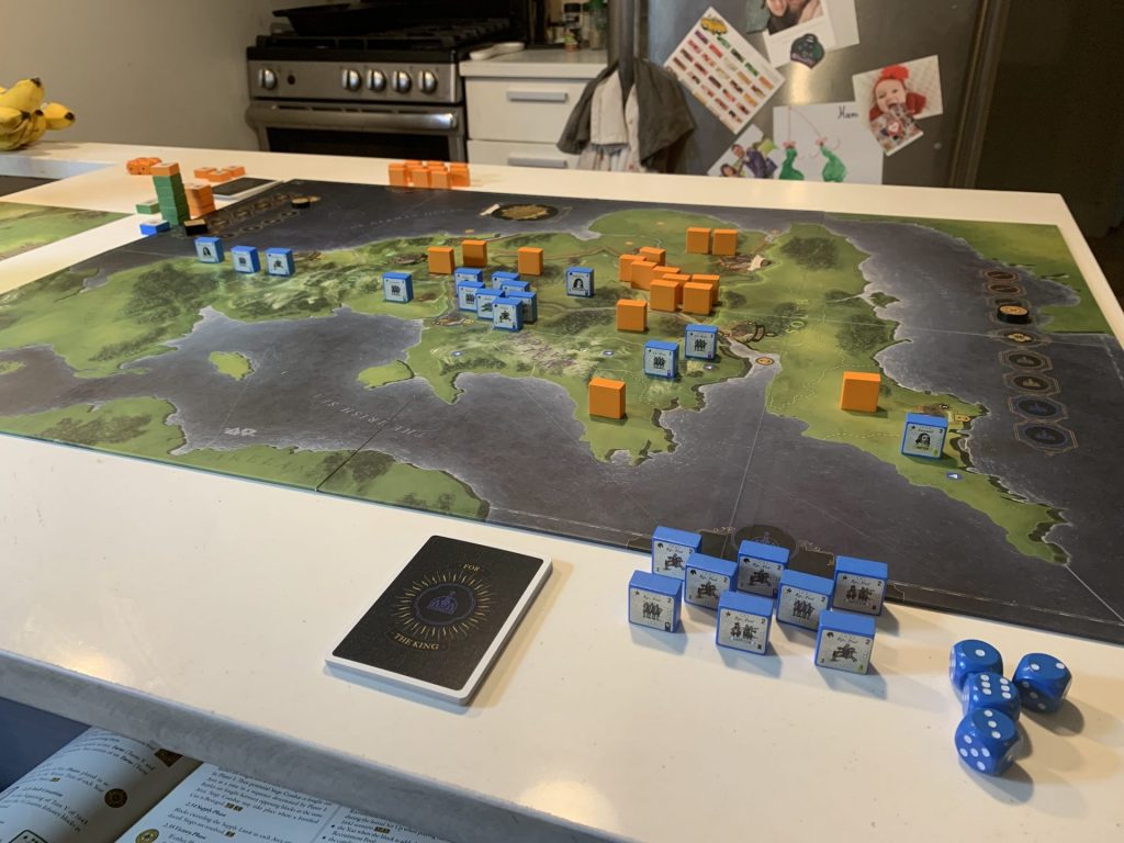 The game board mid-game