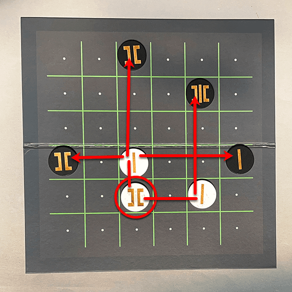 An example of how a single II piece might move on the board.