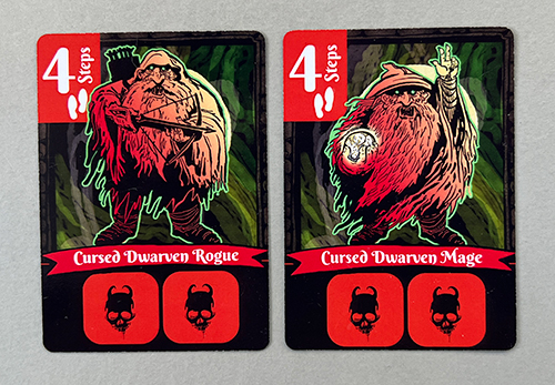 Cused Dwarf cards. Despite being given different classes, there are no special powers for the different Dwarves.