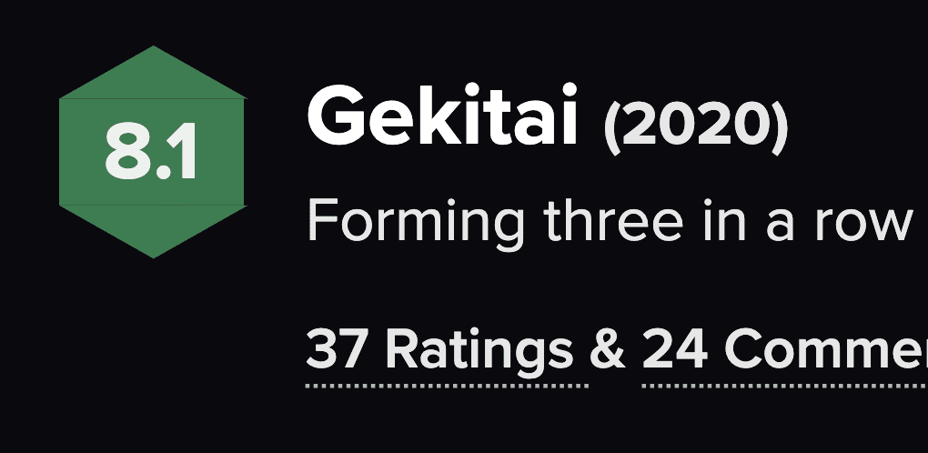 The BGG score for Gekitai is 8.1.