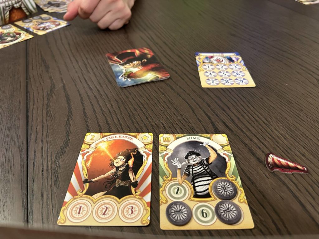 An example of a card mid-game with coins covering several of the numbers.