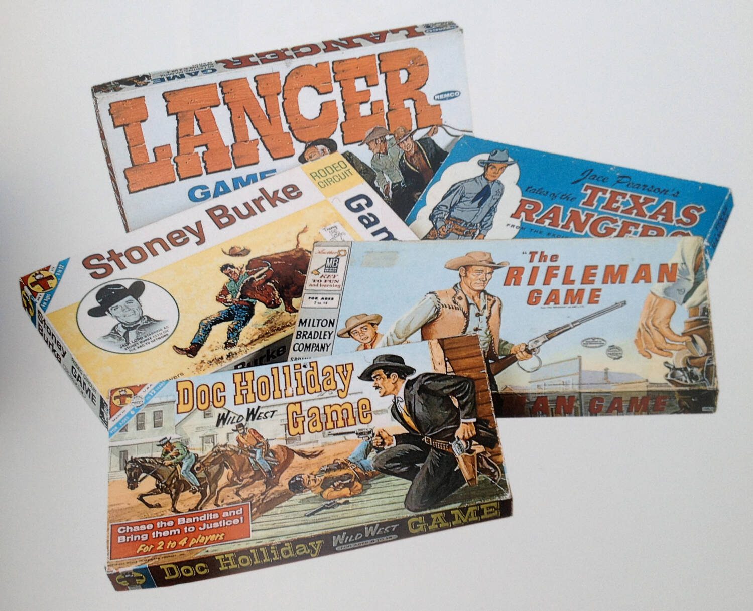 Western board game boxes
