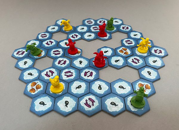 A three-player game after three moves.