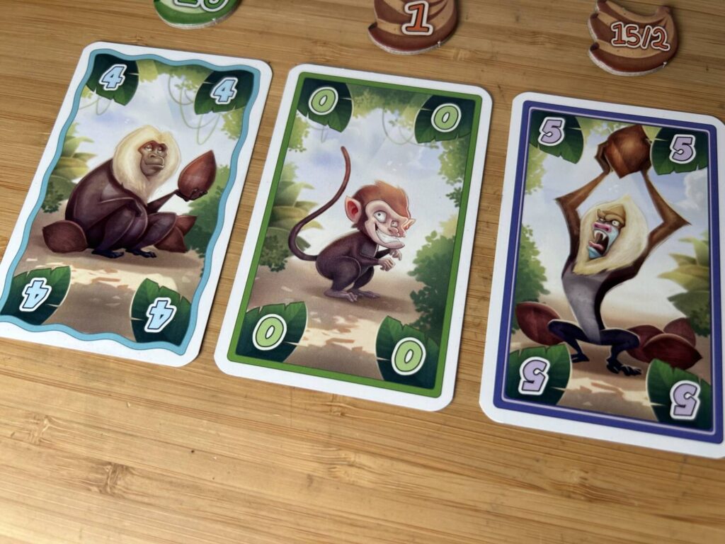 The monkeys on the bidding cards are very cute.
