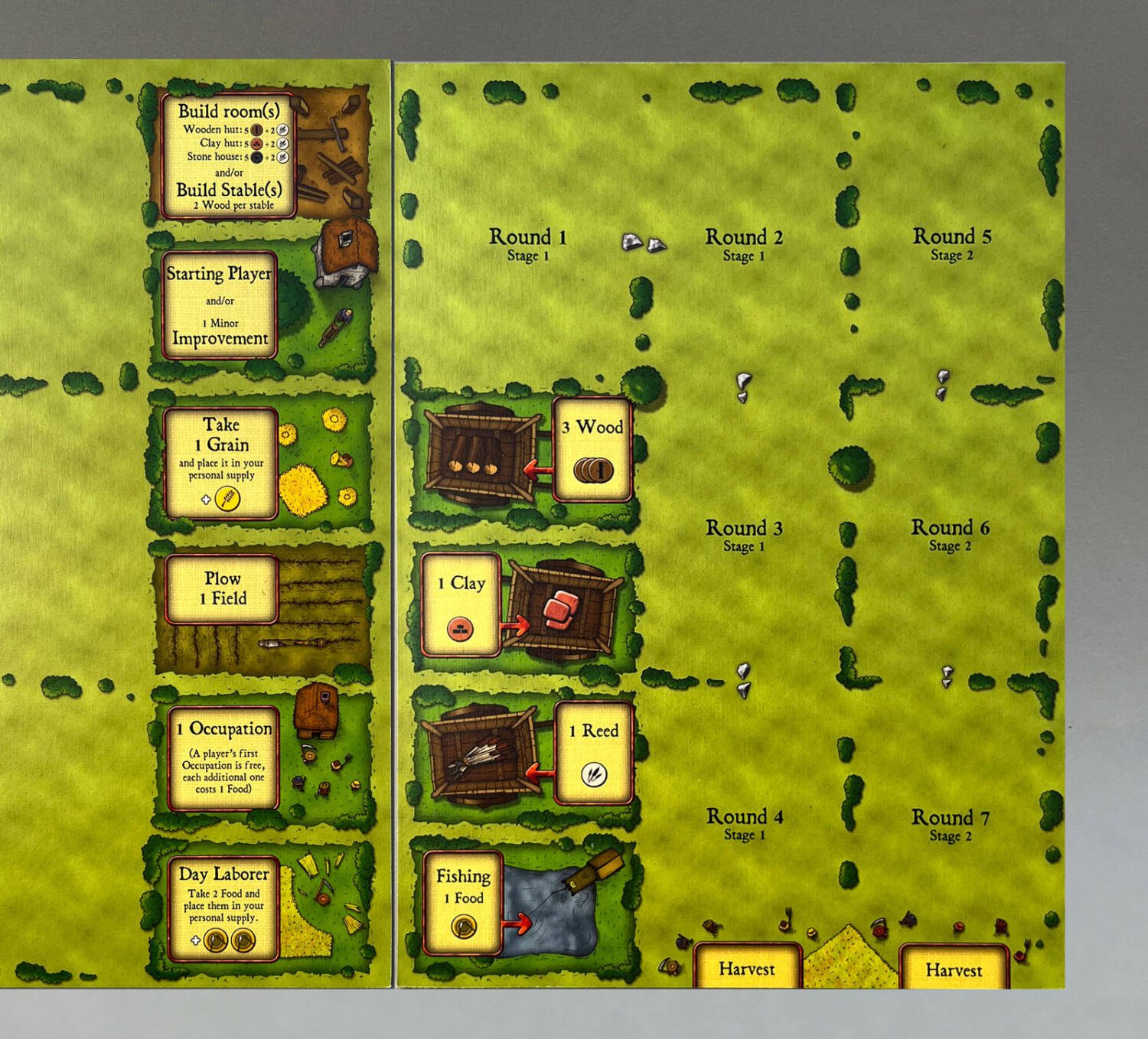 The first-come-first-served resource actions that are always availble from the start of Agricola