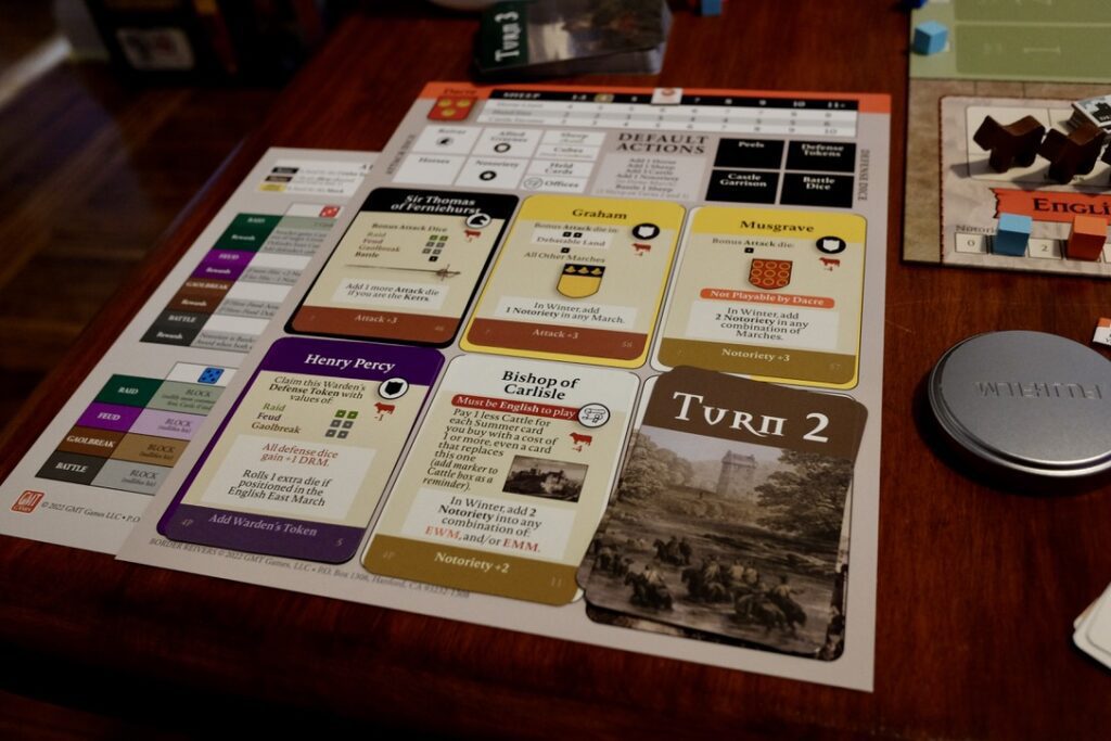 A player board, full of various cards.