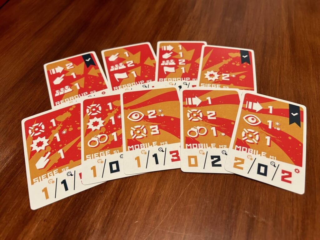 The action cards used by the Konev player have a fantastic red and orange color scheme.
