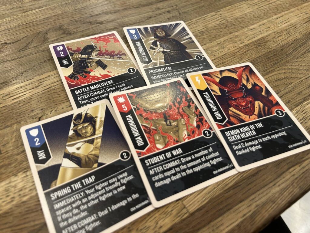 A set of cards for the game, laid out on the table.