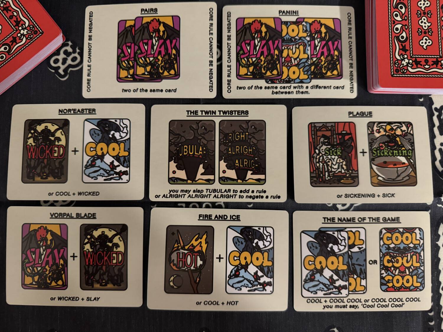 Cool Cool Cool board game rules cards.