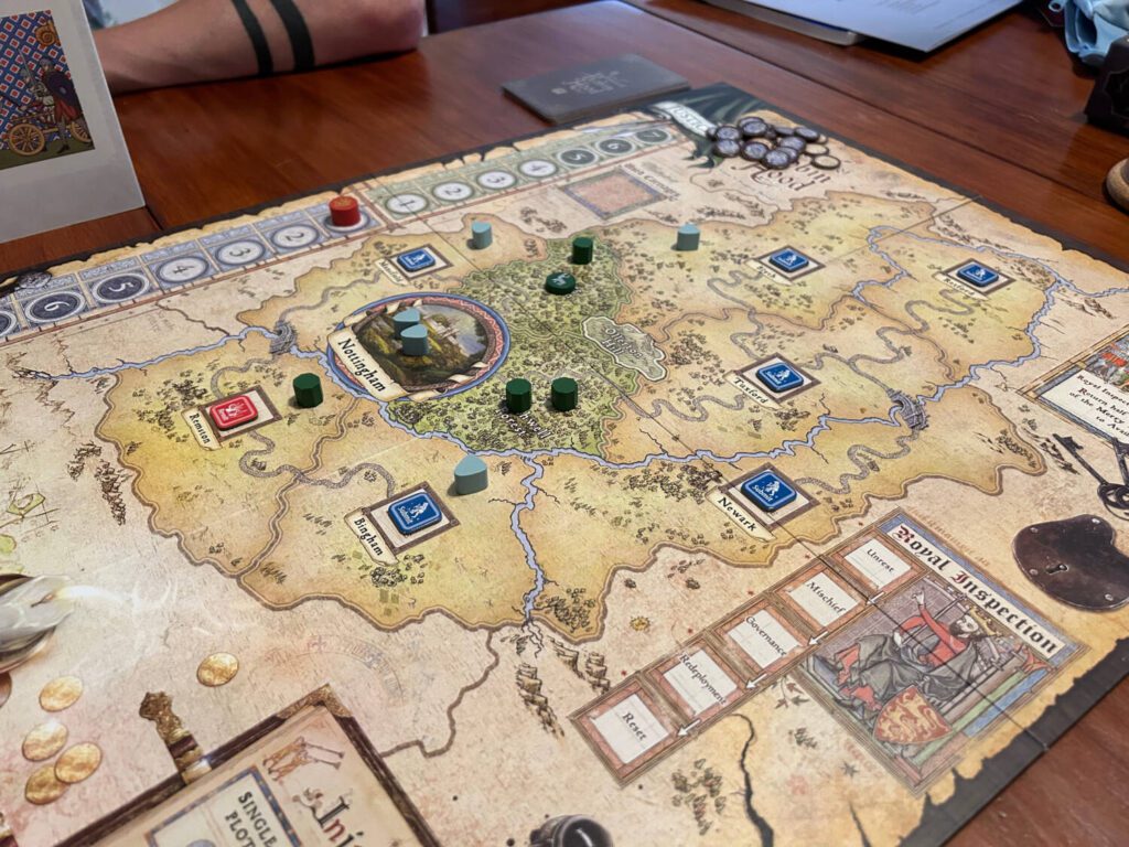 The board, in the midst of a game.