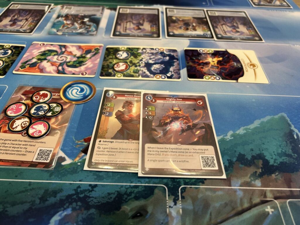 A shot of some cards in an expedition mid-game. That sentence will make more sense soon.