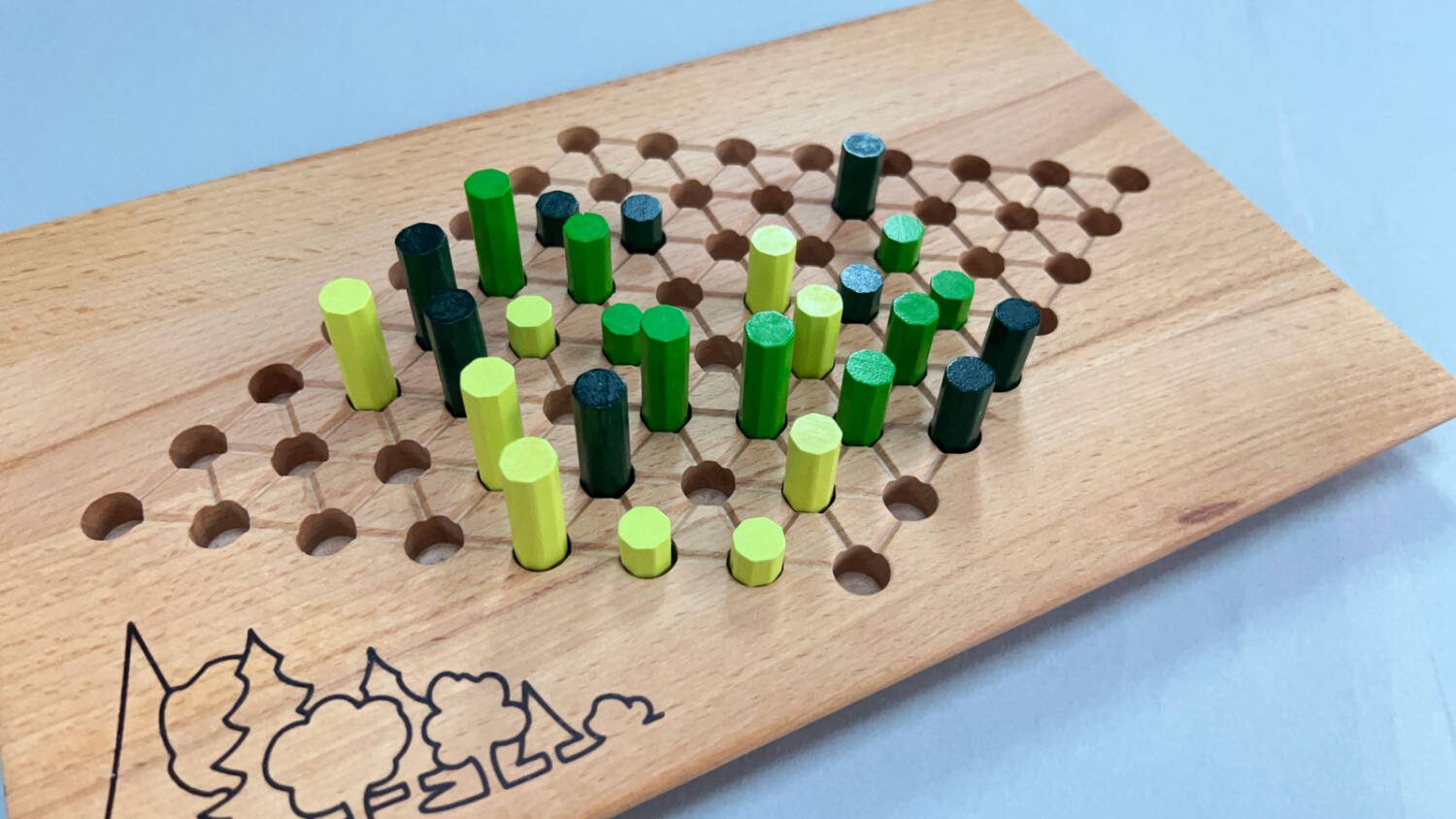 Here's a board halfway through a game. We'll do a preliminary scoring to show how it's done.