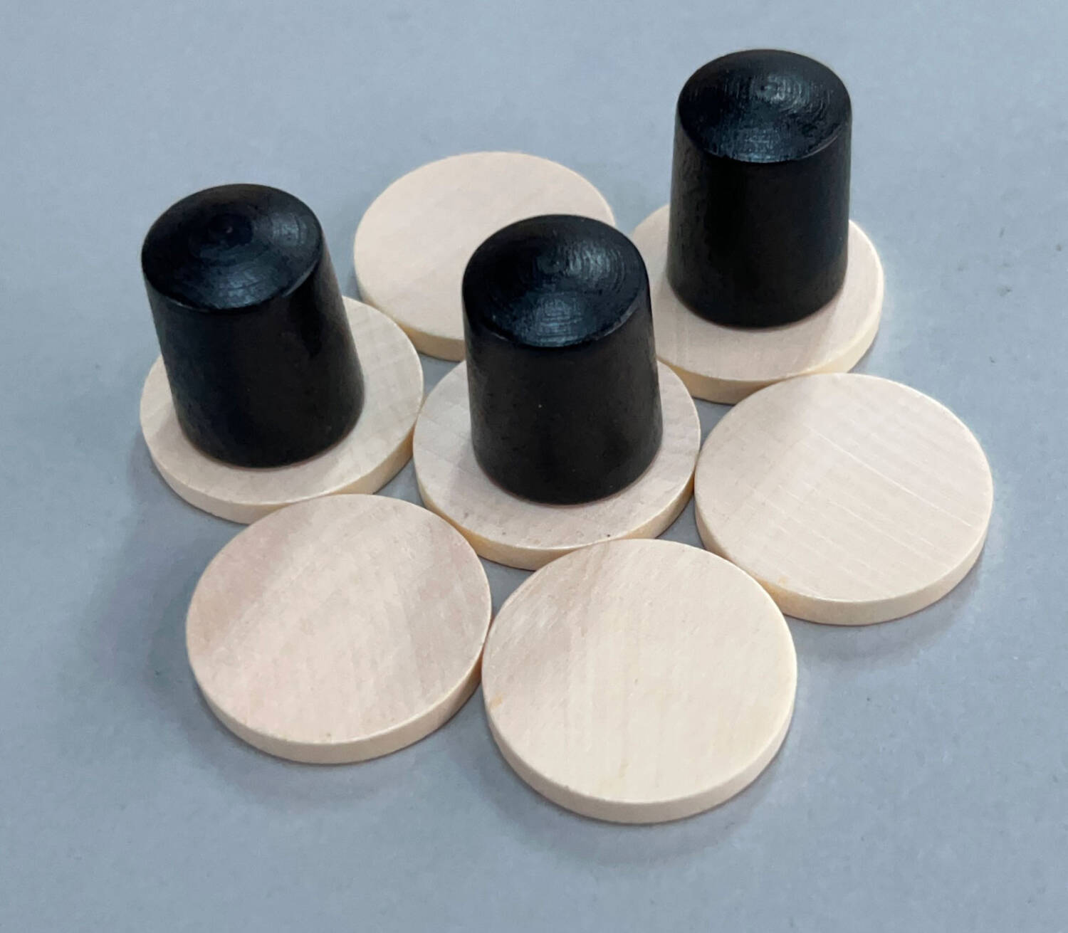 Three in an angled row