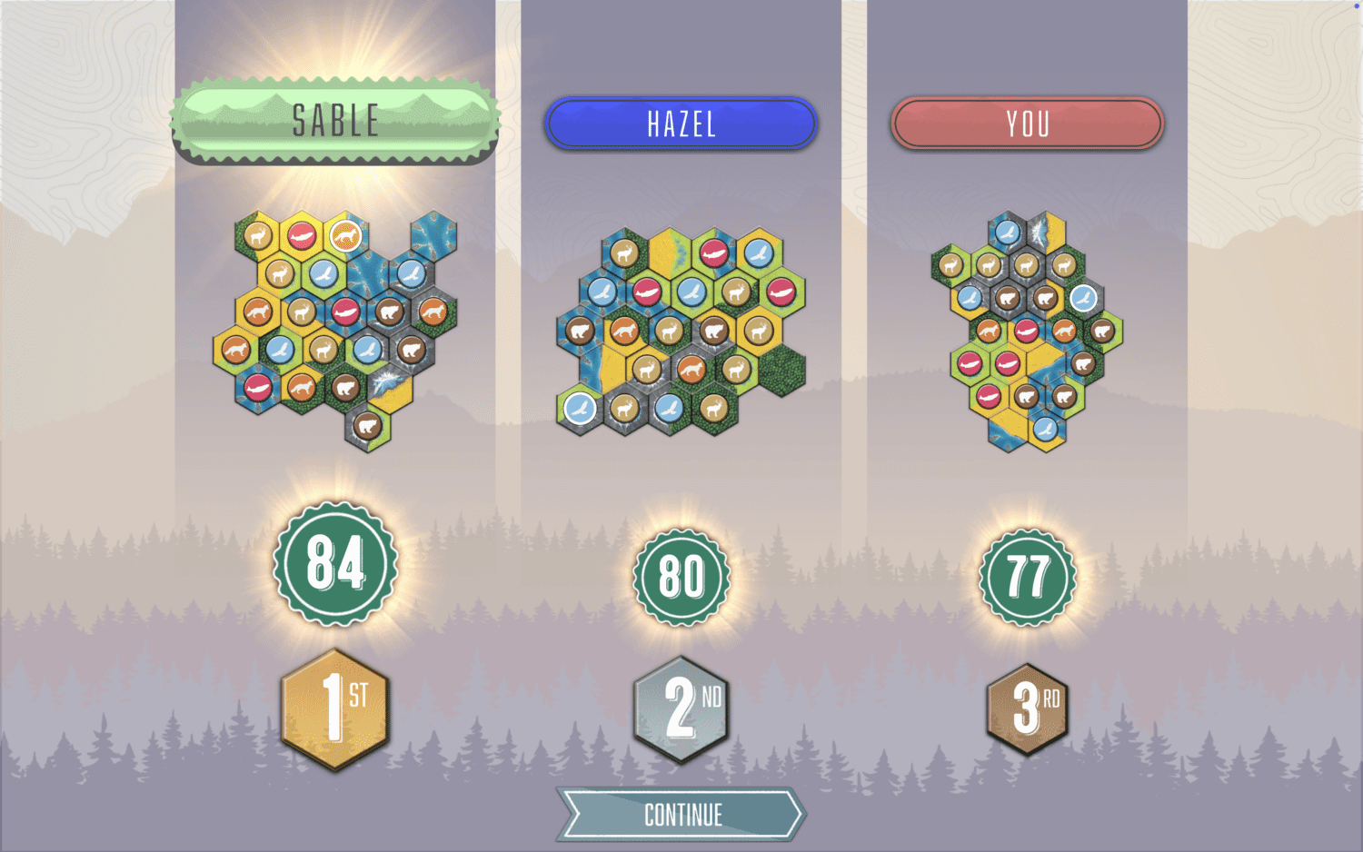 End of game scoring. I came in a disappointing third out of three.