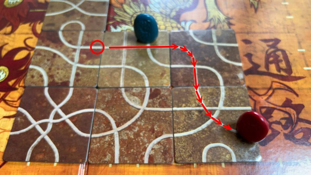 Red's forced move from the same tile