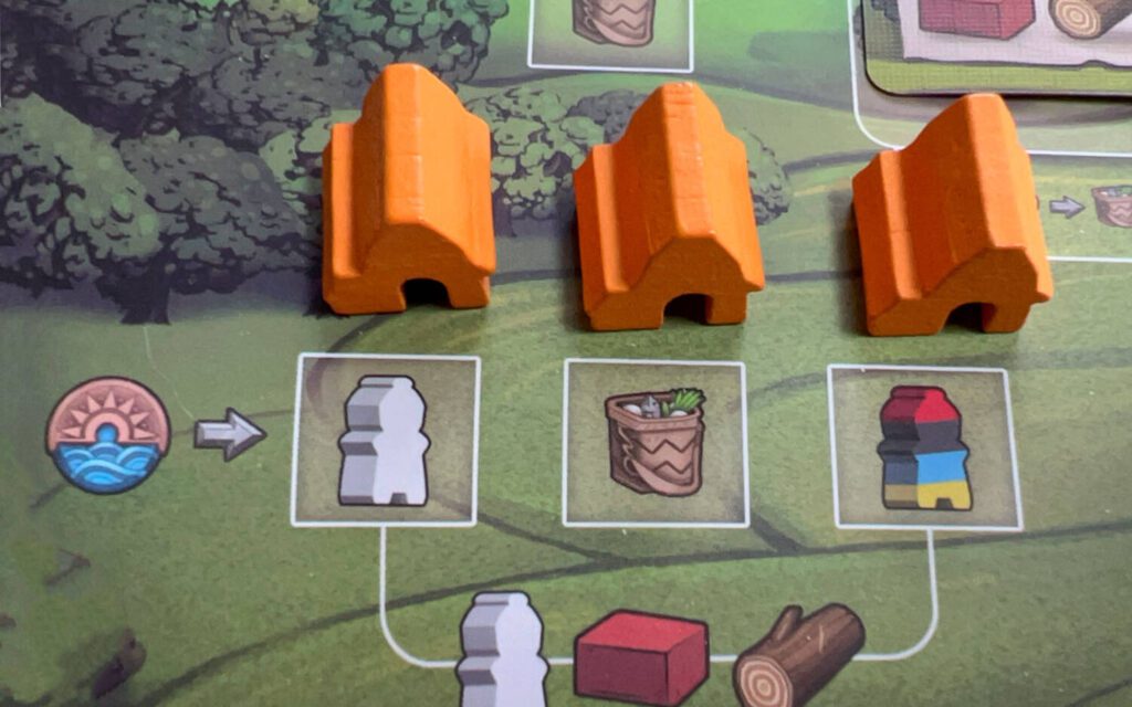 There are three farms you can build. Each one gives you a bonus item at the start of each new round.