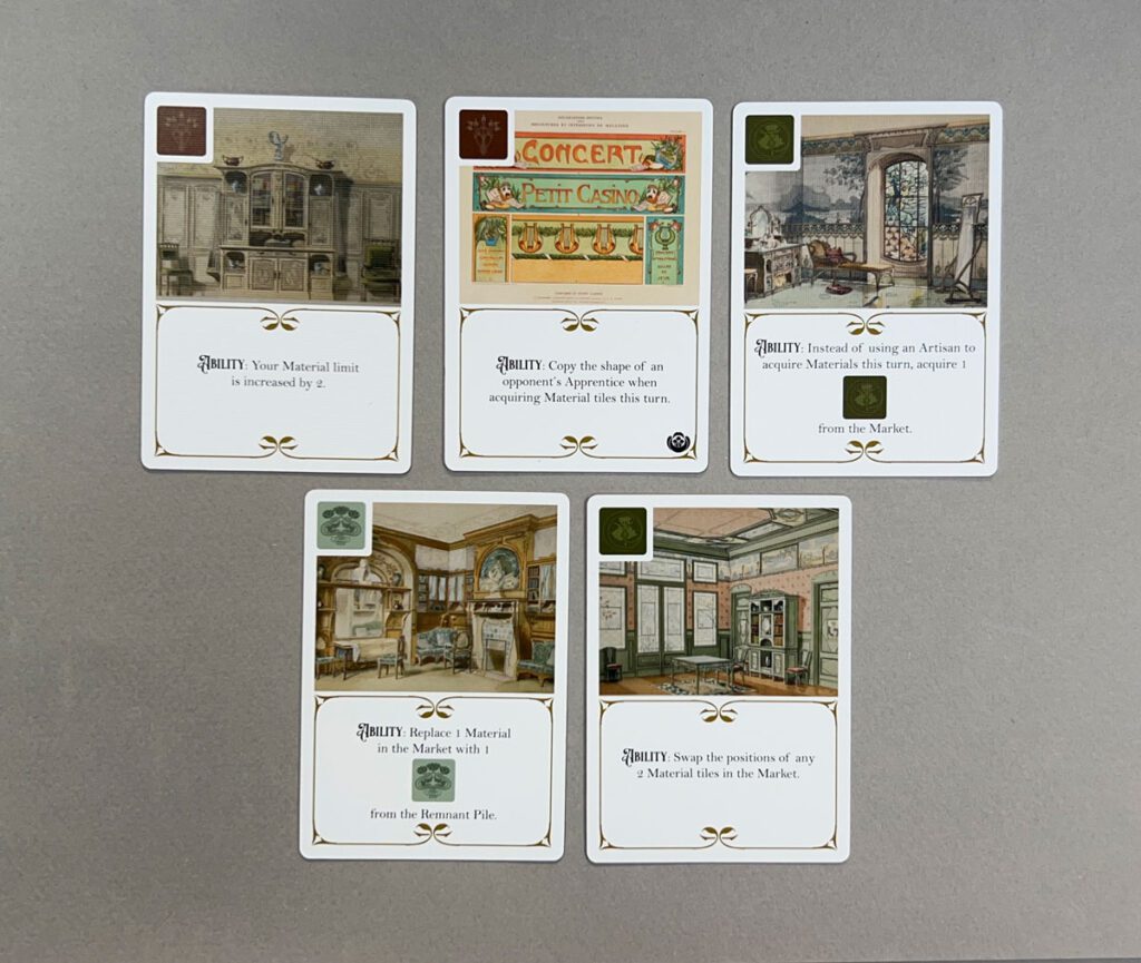 If you claim the last of the tile depicted in the upper left corner from the Market board. Inspiration cards allow you to change the rules of the game in your favor.