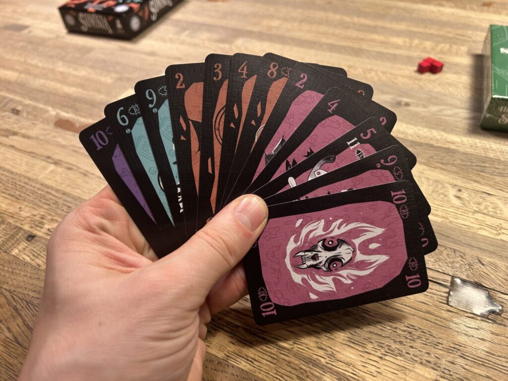 A hand full of cards.