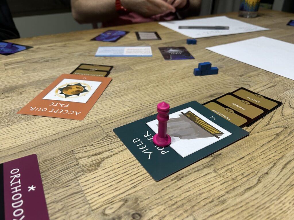 A close-up photo of one pillar, which currently has three aspects.